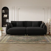 Streamdale Furniture 86.6" Teddy Fleece Black Sofa for Apartment Bedroom