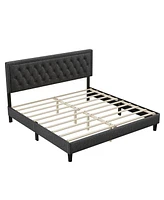 Streamdale Furniture Adjustable King Size Panel Bed Frame, Dark Grey