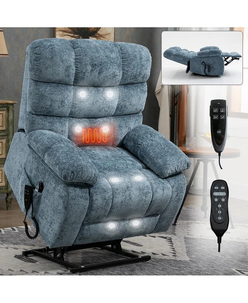 Simplie Fun Blue Lift Recliner Chair with Heat Massage