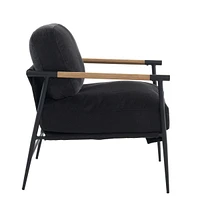 Simplie Fun Leisure Chair Lounge Chair Velvet Black Color