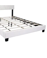 Streamdale Furniture White Queen Size Adjustable Upholstered Bed Frame - Simple and Versatile