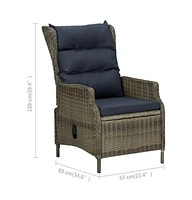 vidaXL Reclining Patio Chair with Footstool Poly Rattan Brown