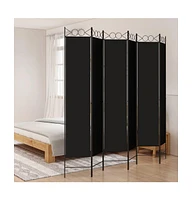 vidaXL 6-Panel Room Divider Black 94.5"x86.6" Fabric