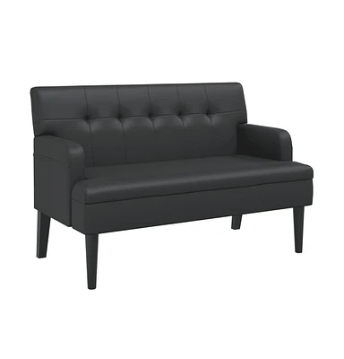 Bench with Backrest Black 44.1"x25.8"x29.5" Faux Leather