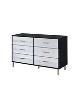 Streamdale Furniture Myles Dresser, Black, Silver & Gold Finish