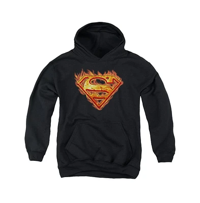 Superman Boys Youth Hot Metal Pull Over Hoodie / Hooded Sweatshirt