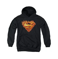 Superman Boys Youth Hot Metal Pull Over Hoodie / Hooded Sweatshirt