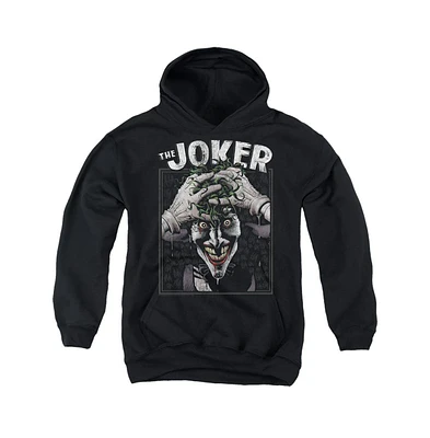 Batman Boys Youth Crazed Joker Pull Over Hoodie / Hooded Sweatshirt