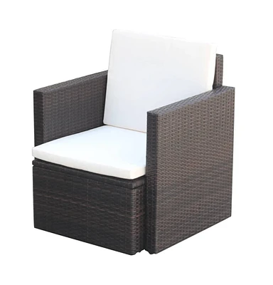 vidaXL Patio Chair with Cushions and Pillows Poly Rattan