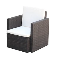 vidaXL Patio Chair with Cushions and Pillows Poly Rattan