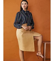 Eloquii Plus Printed Tie Neck Blouse