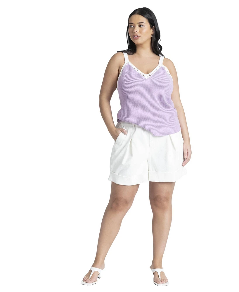 Eloquii Plus Fashion Pleated Shorts W/ Elastic Waistband