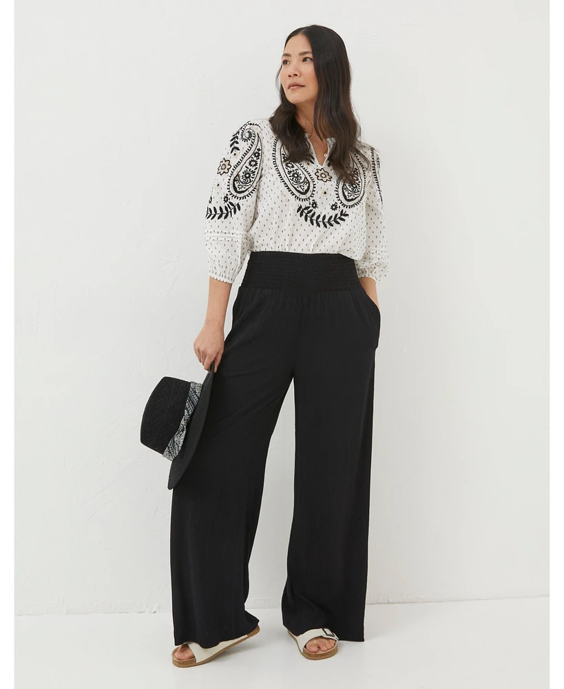 FatFace Women's Shirred Wide Leg Palazzo Trousers