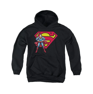 Superman Boys Youth & Logo Pull Over Hoodie / Hooded Sweatshirt