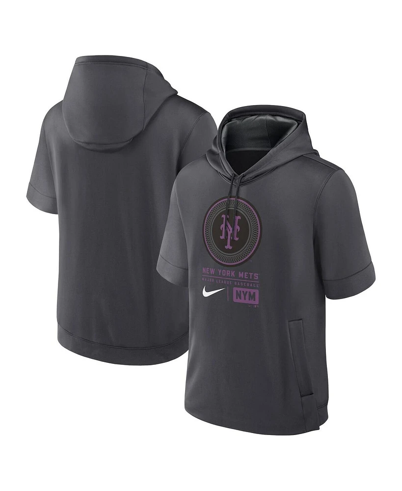 Nike Men's Charcoal New York Mets 2024 City Connect Short Sleeve Pullover Hoodie