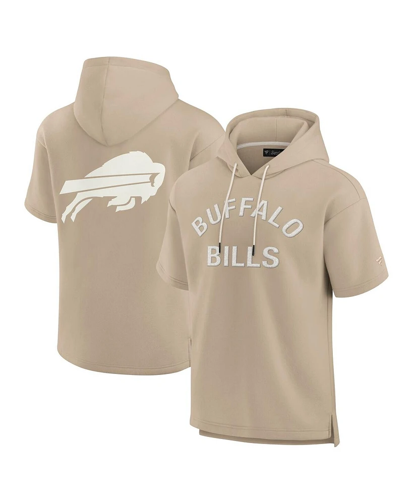 Fanatics Signature Men's and Women's Khaki Buffalo Bills Elements Super Soft Fleece Short Sleeve Pullover Hoodie