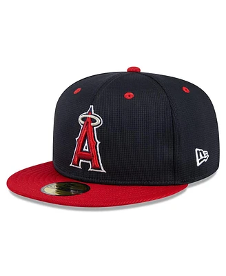 New Era Big Boys and Girls Navy Los Angeles Angels 2024 Batting Practice 59FIFTY Fitted Hat