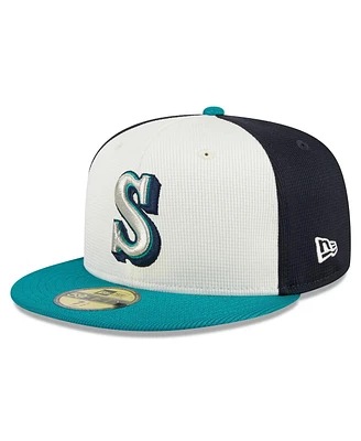 New Era Men's Cream Seattle Mariners 2024 Batting Practice 59FIFTY Fitted Hat