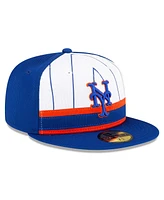 New Era Big Boys and Girls White New York Mets 2024 Batting Practice 59FIFTY Fitted Hat