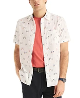 Nautica Men's Classic-Fit Stretch Watercolor Beach Chair-Print Button-Down Shirt