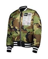 New Era Men's x Alpha Industries Navy/Camo Atlanta Braves Reversible Full-Zip Bomber Jacket