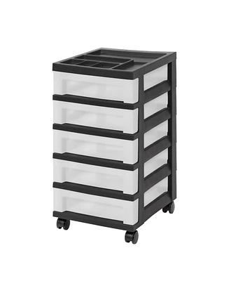 Iris 5-Drawer Storage Cart with Organizer Top