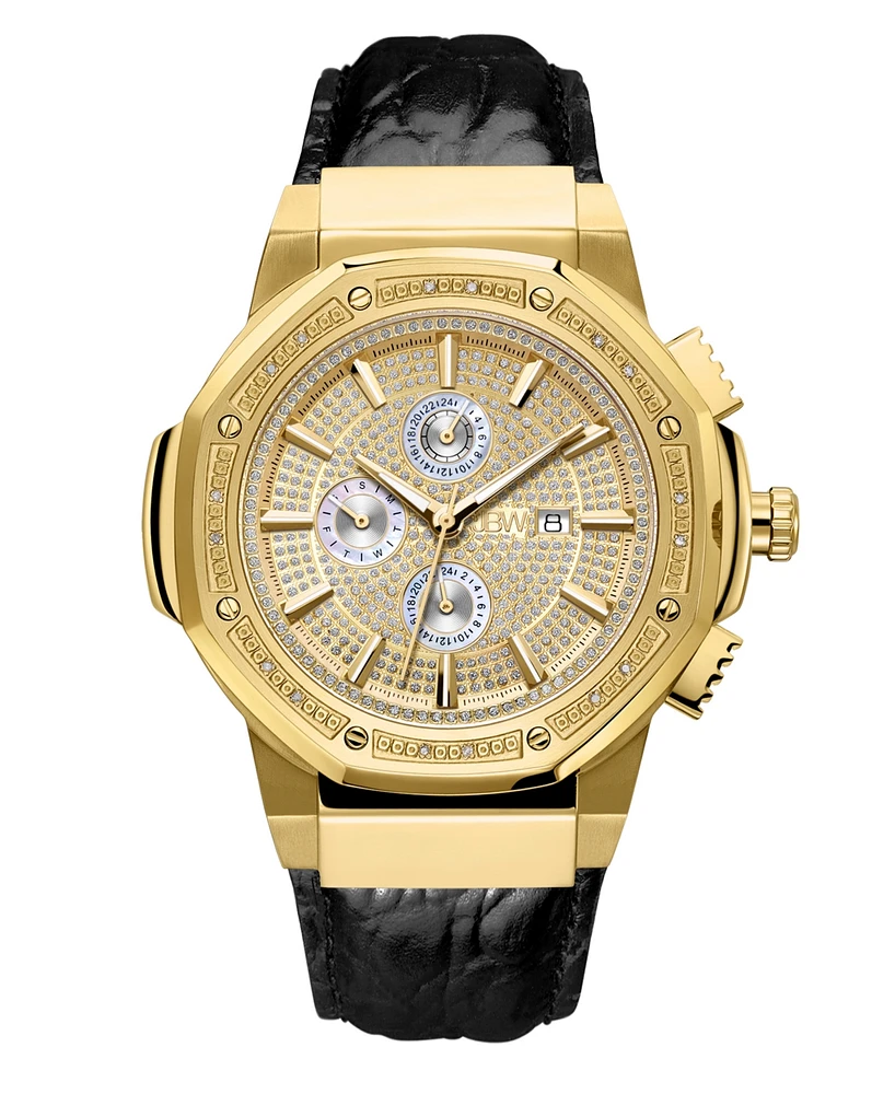 Jbw Men's 10 Yr Anniversary Saxon Diamond (1/6 ct.t.w.) & 18K Gold Plated Watch