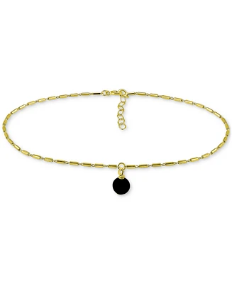 Giani Bernini Onyx Dangle Cylinder Link Ankle Bracelet in 18k Gold-Plated Sterling Silver, Created for Macy's