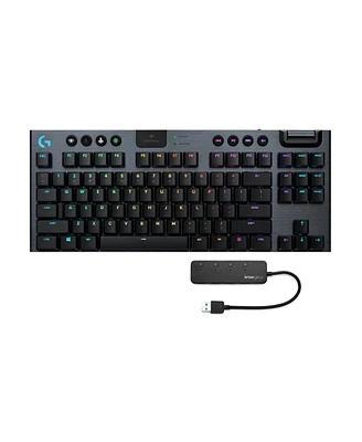 Logitech G915 Tkl Wireless Mechanical Gaming Keyboard (Black) with 4-Port Usb