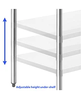 Gridmann x Inch Stainless Steel Table w/ Backsplash and Undershelf
