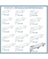 Gridmann 18" x 72" Nsf Stainless Steel Kitchen Wall Mount Shelf w/ Backsplash