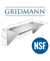 Gridmann 18" x 48" Nsf Stainless Steel Kitchen Wall Mount Shelf w/ Backsplash