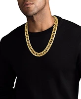 Esquire Men's Jewelry Wide Curb Link 24" Chain Necklace Gold Ion-Plated Stainless Steel & Steel, Created for Macy's