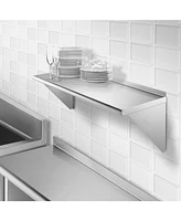 Gridmann 16 Gauge 18" x 48" Nsf Stainless Steel Kitchen Wall Mount Shelf w/ Backsplash