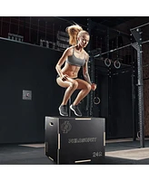 Philosophy Gym 3 in 1 Non-Slip Wood Plyo Box, 30" x 24" x 20", Black, Jump Plyometric Box for Training and Conditioning