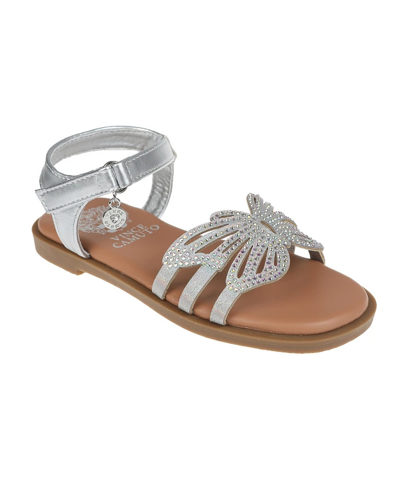 Vince Camuto Big Girl's Fashion Sandal with Butterfly Rhinestone Upper Polyurethane Sandals