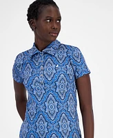 Nautica Jeans Women's Short-Sleeve Paisley Polo Shirt