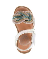 Vince Camuto Toddler Girl's Sandal with Multi Tubular Rhinestone Vamp, Vc Charm and Rs Welt Polyurethane Sandals