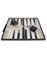 We Games Elegant Black Leatherette Backgammon Set, 18 x 11 in. closed