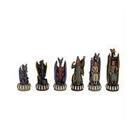 We Games Handpainted Dragon Chess Set, Walnut Root Board 21 in, 4.5 in King