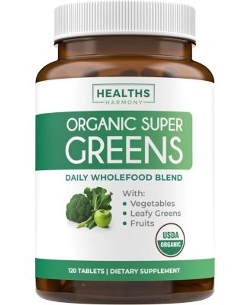 Healths Harmony Organic Super Greens Tablets Complete Superfood Supplement For Super Antioxidants Energy Gut Health Immune Support Healths Harmony 120ct