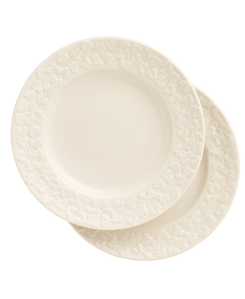 Belleek Pottery Fields of Shamrocks 8" Side Plates, Set of 2