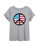Hybrid Apparel Trendy Juniors Flag Peace Graphic Oversized Tee