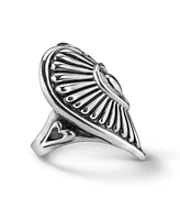 American West Jewelry Sterling Silver Women's Statement Ring Heart and Sunburst Design, Sizes 5-10