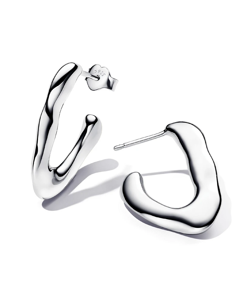 Pandora Silver V-shaped Open Hoop Earrings