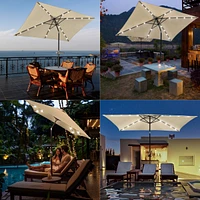 Yescom 10x6.5FT Rectangle Outdoor Solar Led Patio Umbrella with Crank Tilt for Table Market Yard Deck Pool Party Navy