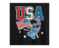 Hybrid Apparel Trendy Juniors Lilo and Stitch Flag Graphic Oversized Tee