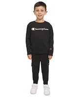 Champion Little Boys 2-Pc. Fleece Logo Sweatshirt & Cargo Joggers Set