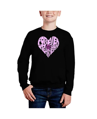 La Pop Art Boys Forever Our Hearts Word Crewneck Sweatshirt