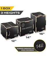 Philosophy Gym 3 in 1 Non-Slip Wood Plyo Box, 16" x 14" x 12", Black, Jump Plyometric Box for Training and Conditioning